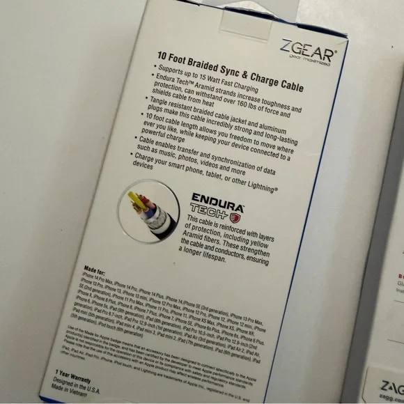 Zagg iPhone Xs/X Glass Privacy Screen Protector & 10ft Braided Charge Cable Lot - Picture 7 of 13